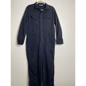 Everlane Women's Black Utility Jumpsuit Button Front Long Sleeve Size 8‎